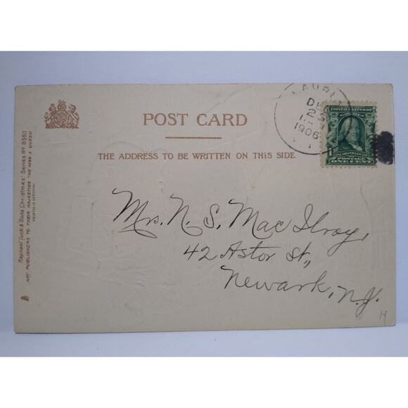 Christmas Postcard Snowman With Sign Gnome Fantasy Dwarf Tucks 1906 Series 8360 - Picture 4 of 4